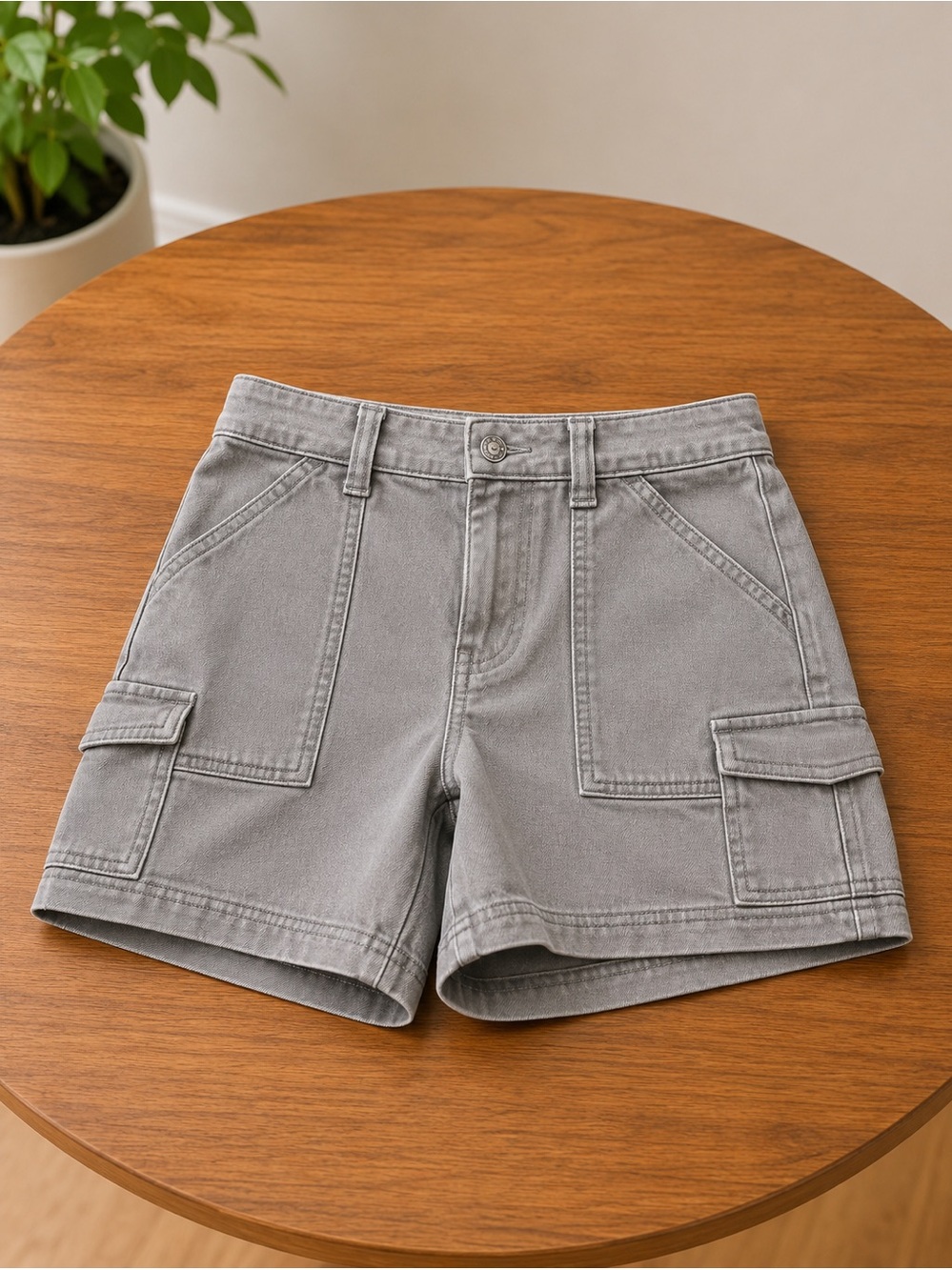 Hollister Women's Gray Utility Cargo Shorts